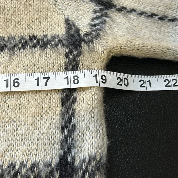 Anthropologie Moth Sweater Tan Black Window Pane Plaid Crewneck Sz S - Picture 12 of 13